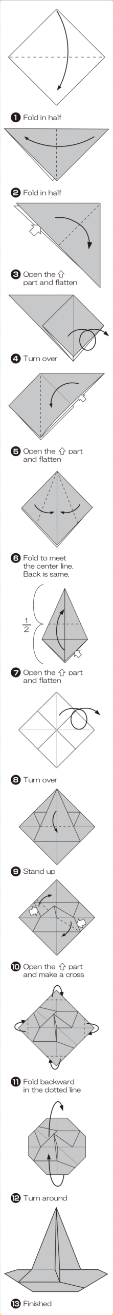 How to fold Witch's hat 2, step 1