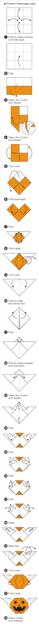 How to fold Jack O' Lantern with wing, step 1