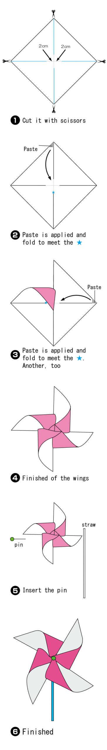 Origami Kazaguruma folding diagram.