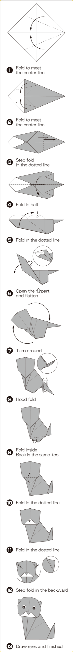How to fold Black cat, step 1