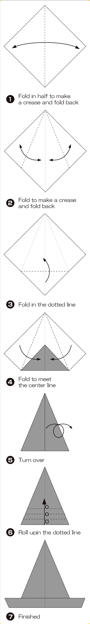 How to fold Witch's hat, step 1
