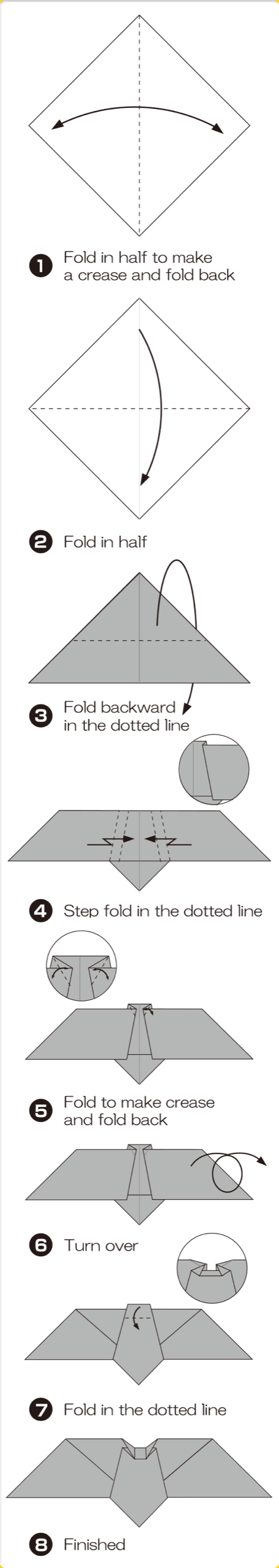 How to fold Bat, step 1