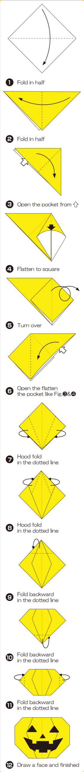 How to fold Jack O' Lantern, step 1