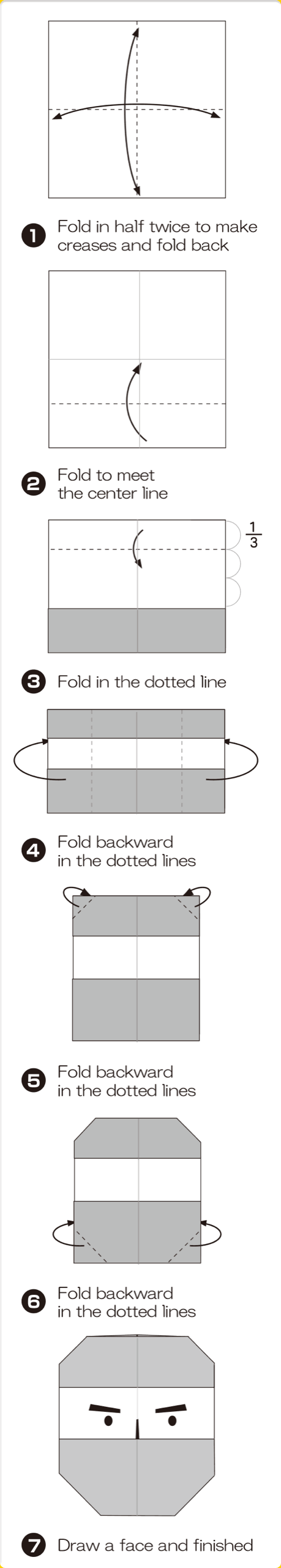 How to fold Ninja (face), step 1