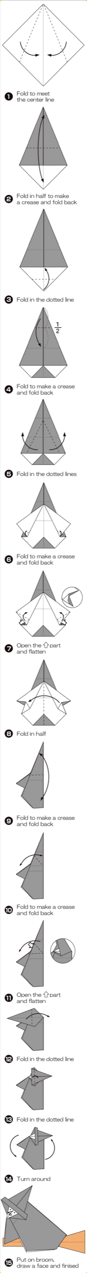 How to fold Witch, step 1