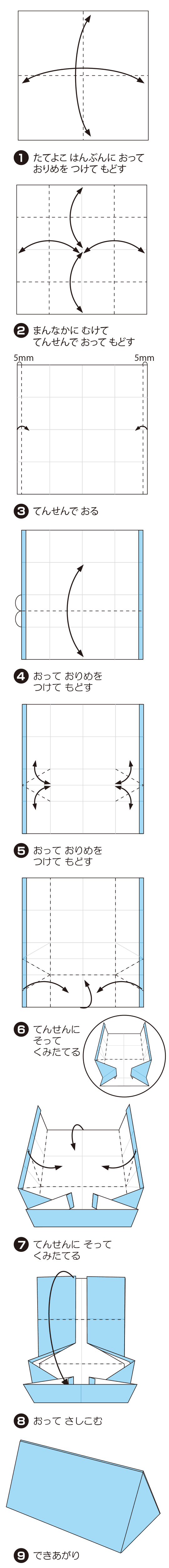 さんかくばこ2の折り方 手順1