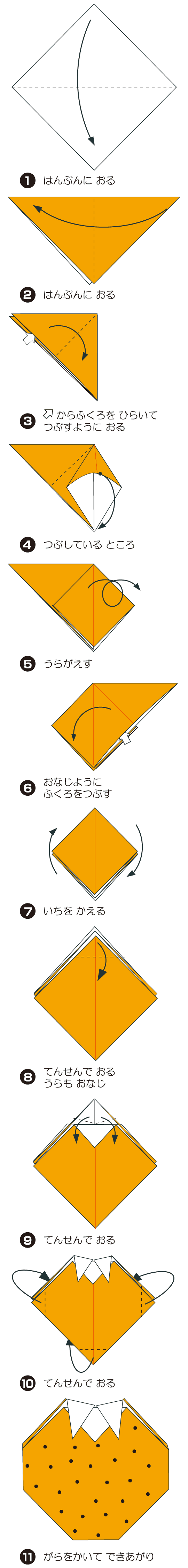 かきの折り方 手順1