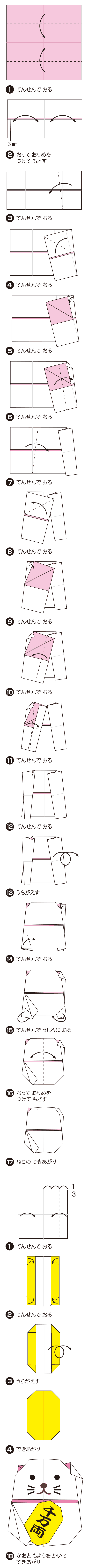 How to fold まねきねこ, step 1