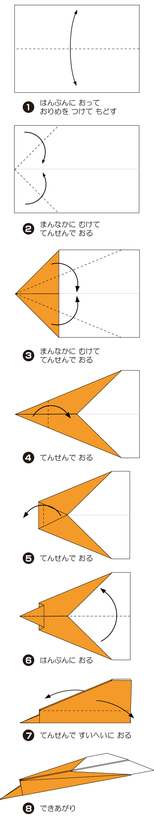How to fold じぇっとき, step 1