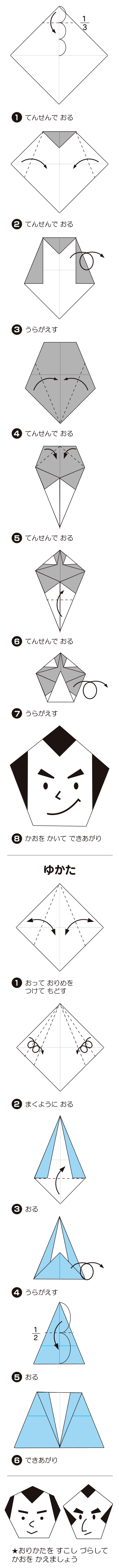 How to fold おとこのかお（日本髪）, step 1
