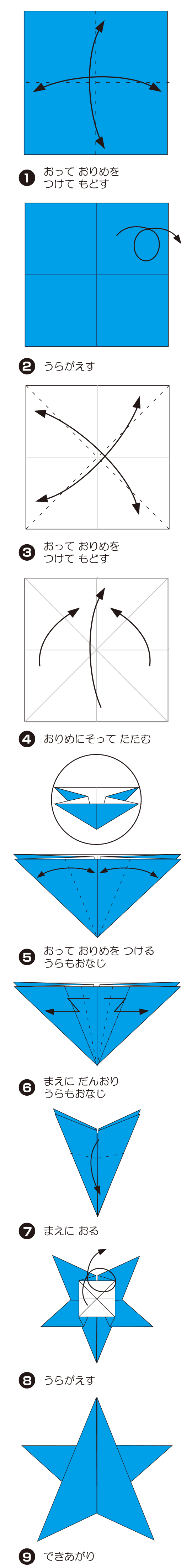 How to fold いちまいぼし, step 1