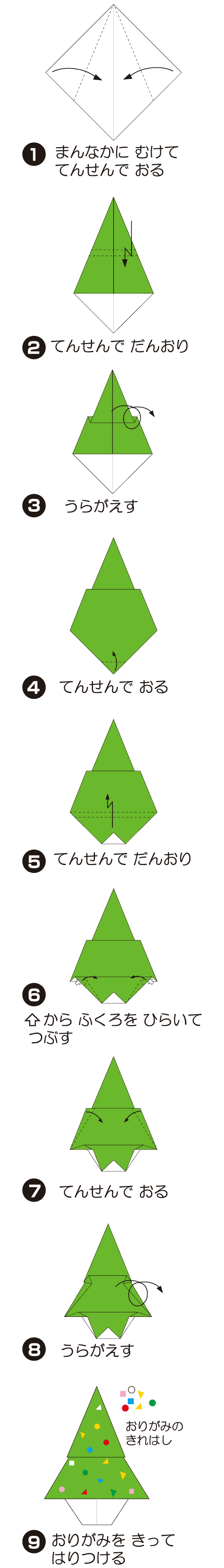 つりーの折り方 手順1