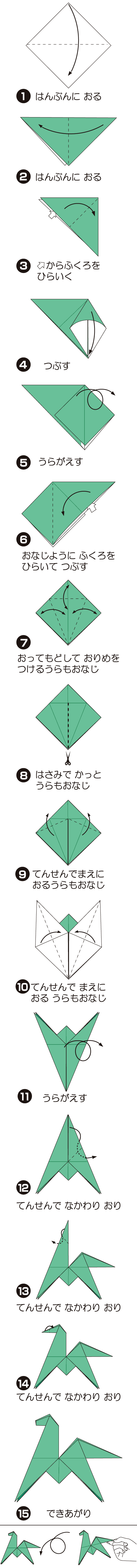 【伝承】回転仔馬(ちゅうがえりうま)の折り方 手順1