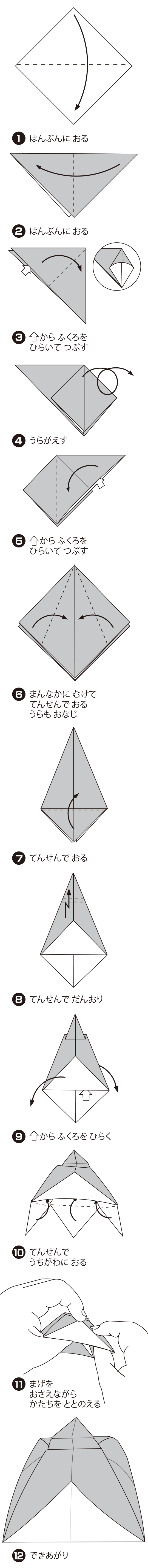 How to fold さむらいきゃっぷ, step 1