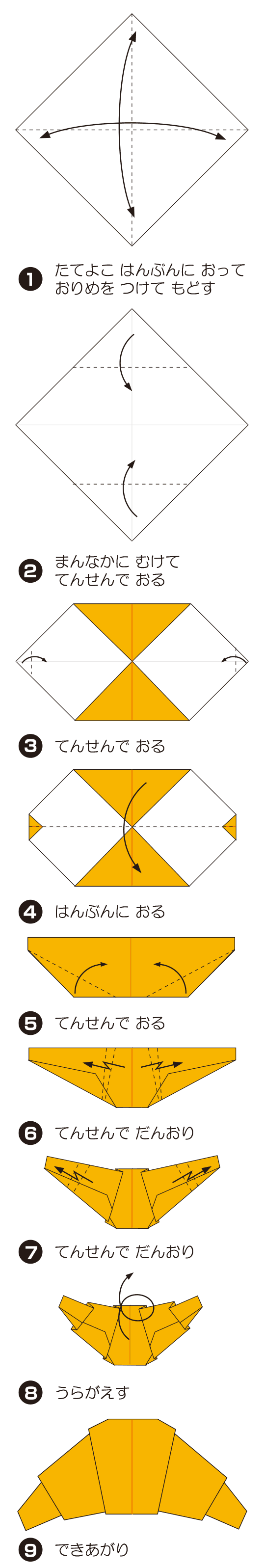 くろわっさんの折り方 手順1