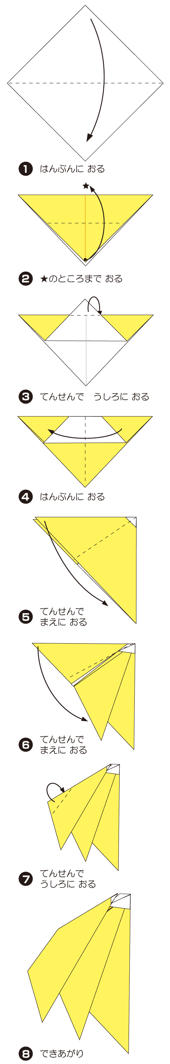How to fold ばなな, step 1