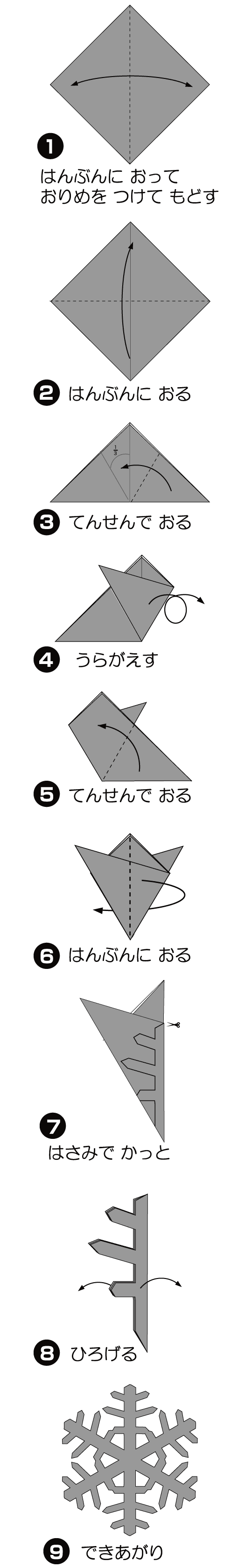 ゆきのけっしょう2の折り方 手順1