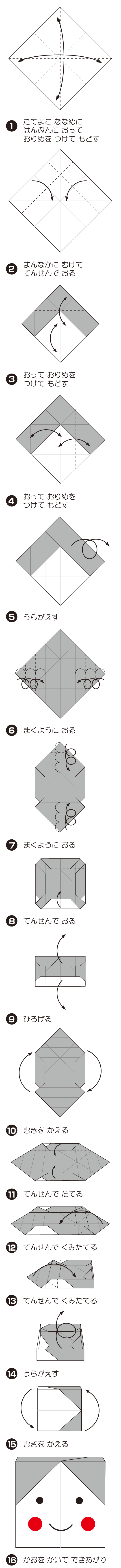 ふくのはこの折り方 手順1
