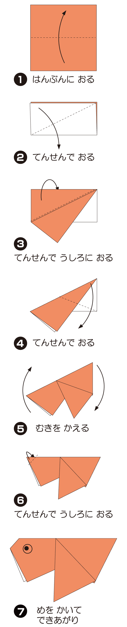How to fold きんぎょ, step 1