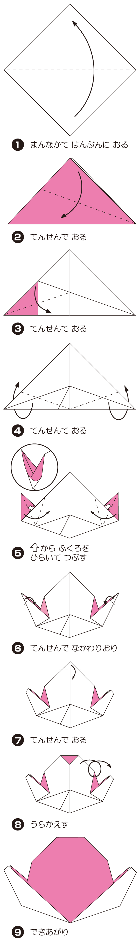 ももの折り方 手順1