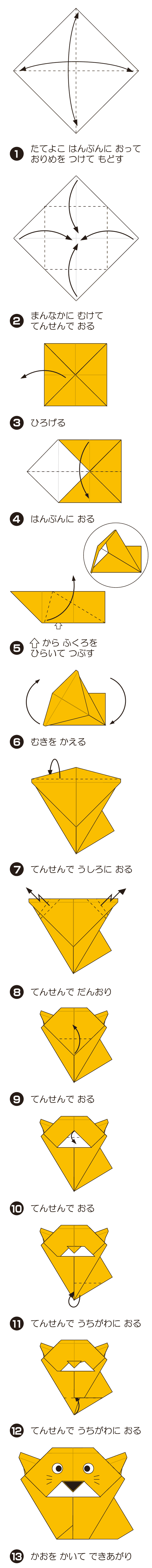 ねこ3の折り方 手順1