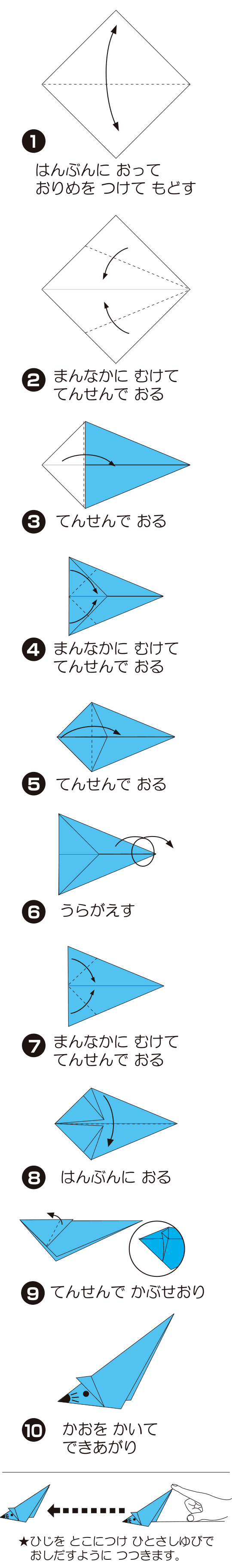 ねずみ ちょろちょろの折り方 手順1
