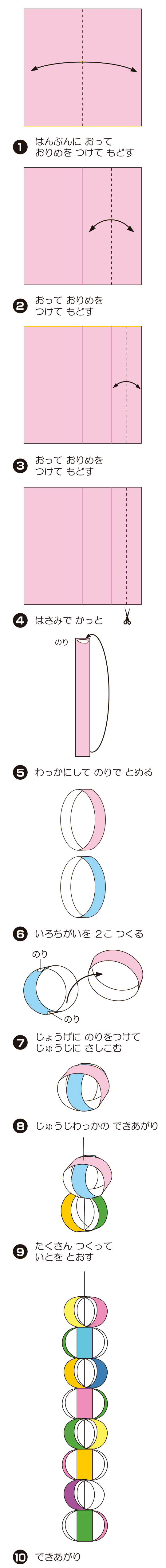 じゅうじわっかつづりの折り方 手順1