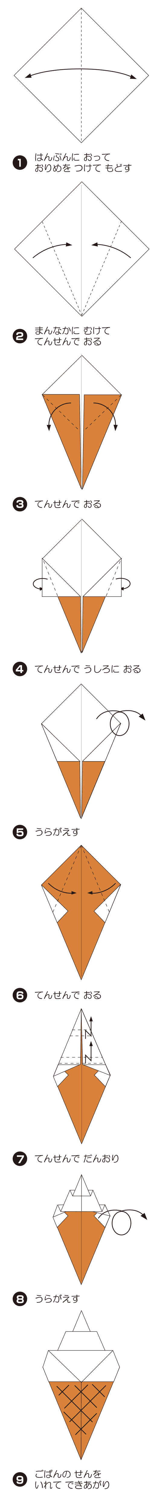 How to fold そふとくりーむ, step 1