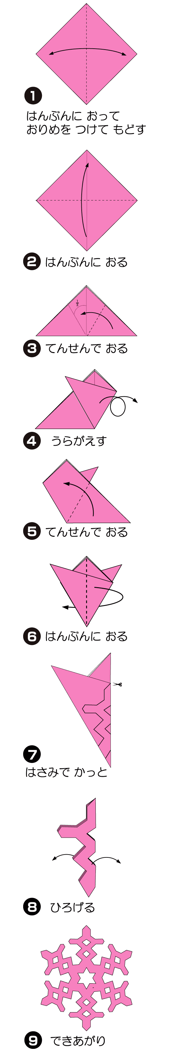 ゆきのけっしょう3の折り方 手順1
