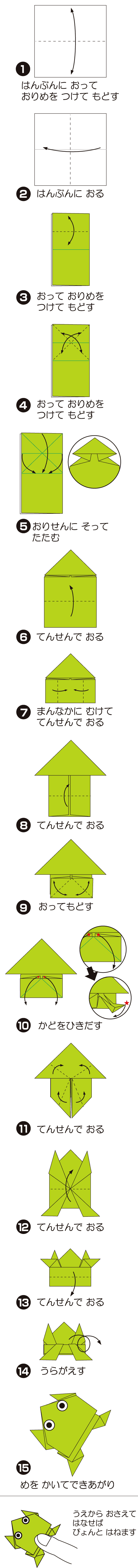ぴょんかえるの折り方 手順1