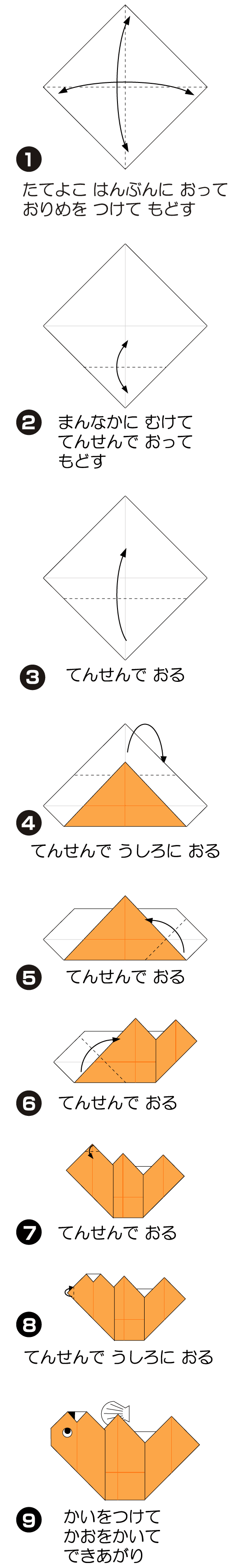らっこの折り方 手順1