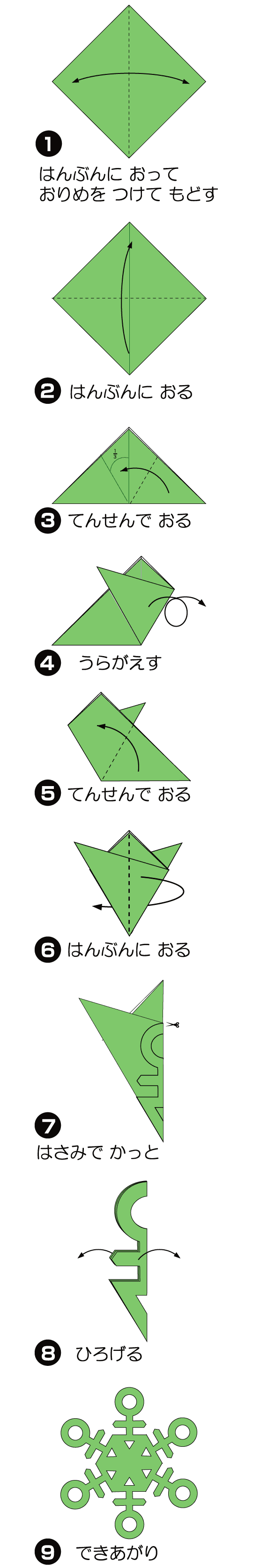 ゆきのけっしょう1の折り方 手順1
