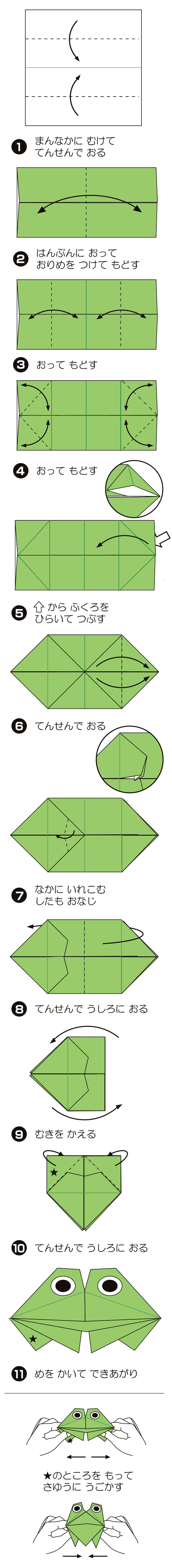 How to fold げろげろかえる, step 1