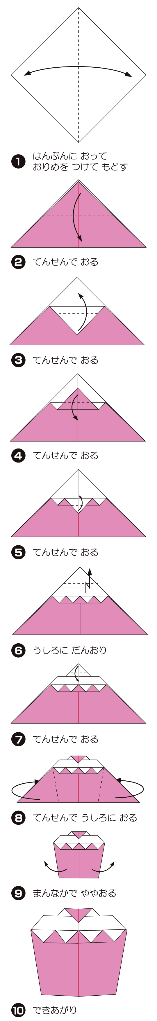 How to fold しょーとけーき, step 1
