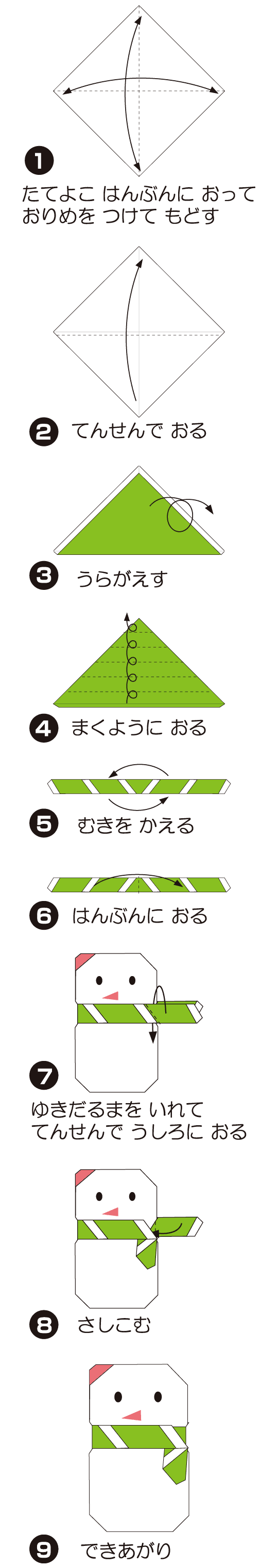 How to fold まふらー, step 1