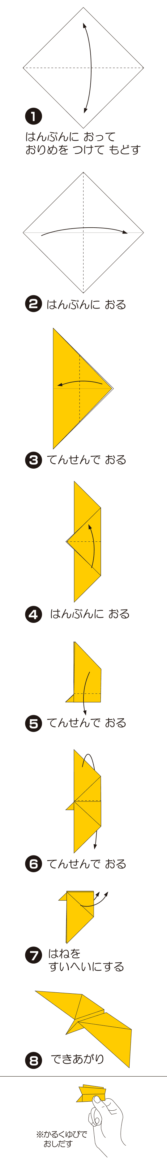 くるくるちょうの折り方 手順1