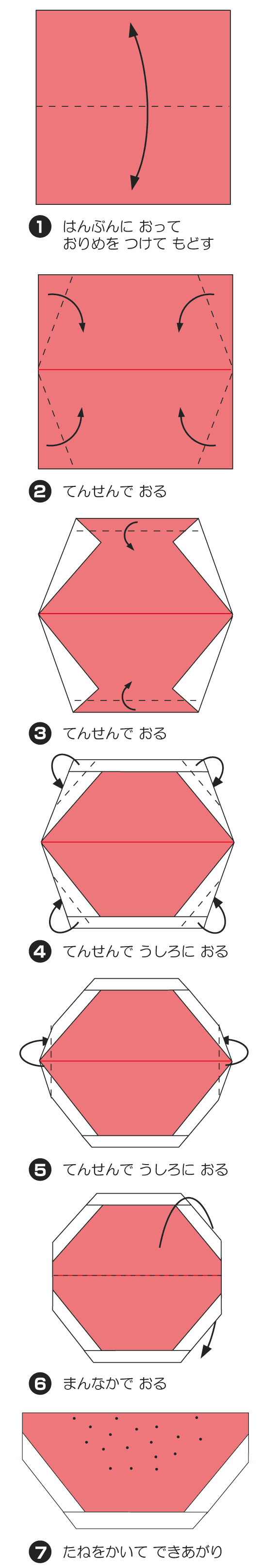 すいかの折り方 手順1