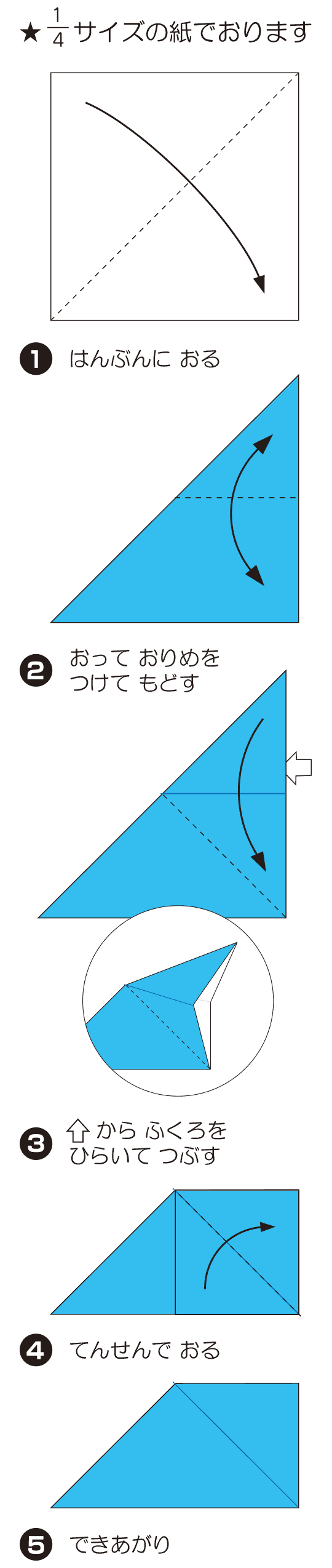 How to fold にわとり, step 1