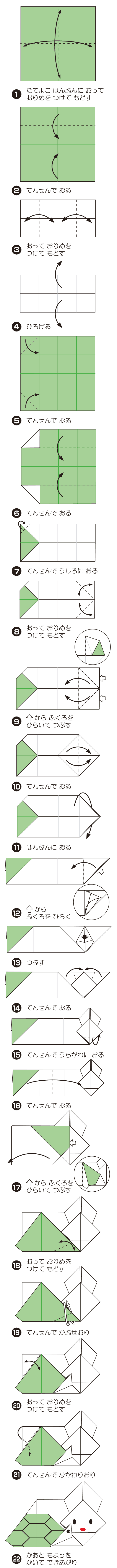 How to fold うさぎとかめ, step 1