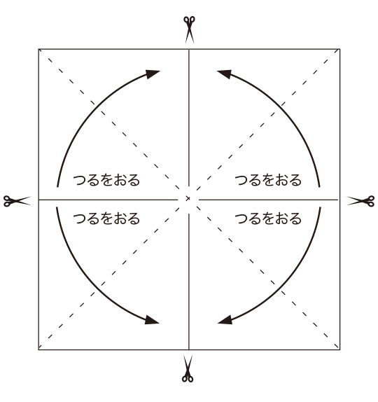 How to fold 《伝承》連鶴1, step 1