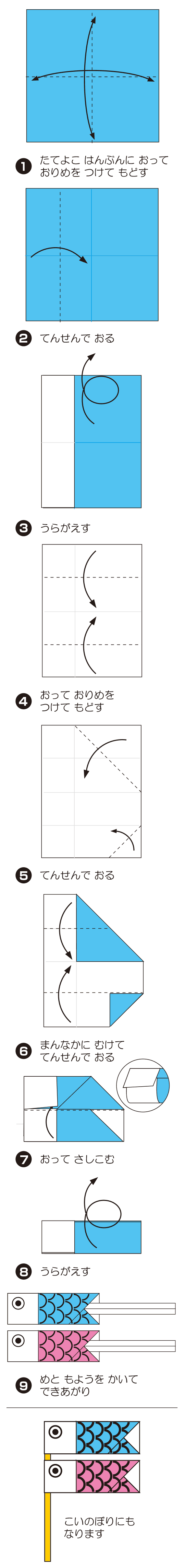 こいのぼりのはしぶくろの折り方 手順1