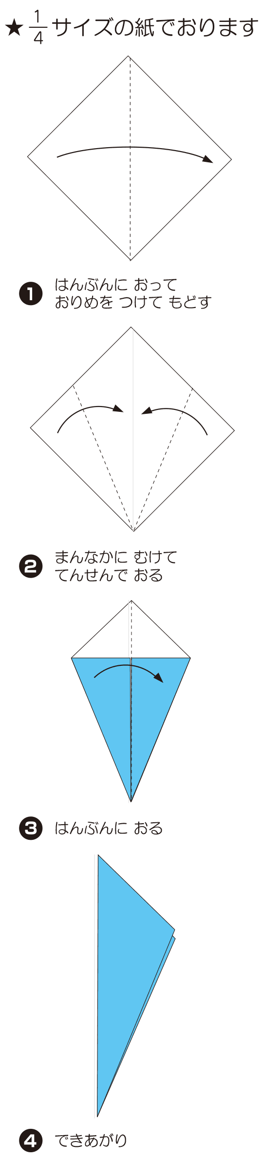 How to fold さめ, step 1