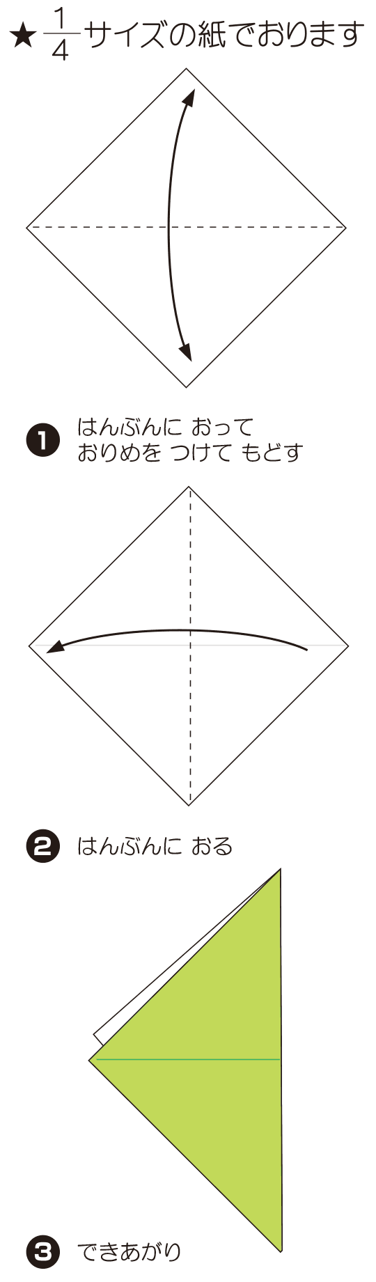 How to fold かえる, step 1