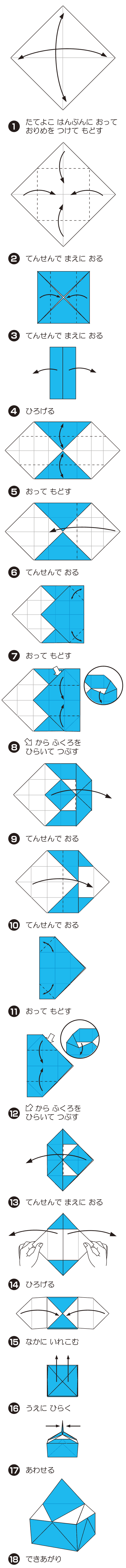 How to fold みにけーす, step 1