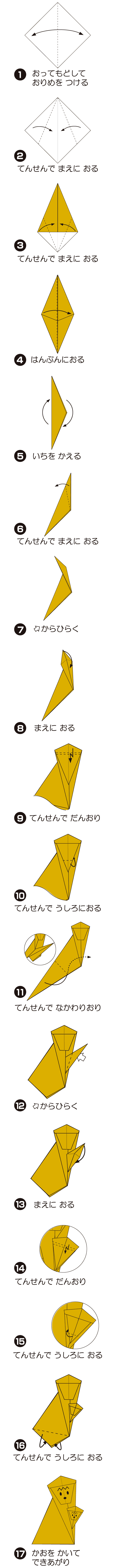 おやこざるの折り方 手順1