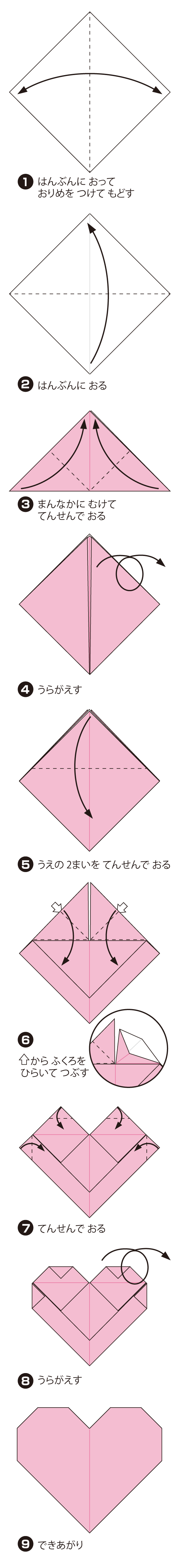How to fold はーと（とらんぷ）, step 1