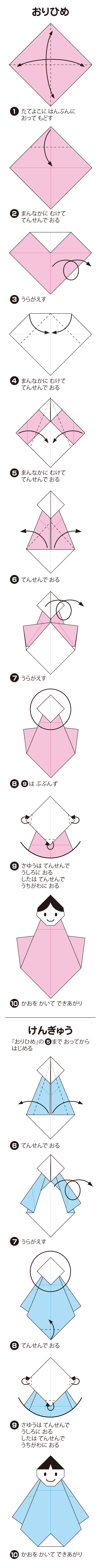 おりひめとけんぎゅう3の折り方 手順1