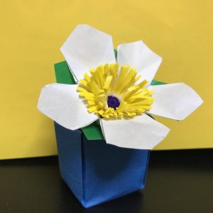 だ〜ちゃんの節分草を折って見ました。
ちょっと切るのを失敗して、黄色い部分がバラバラになってしまいましたが、可愛い節分草ができました。