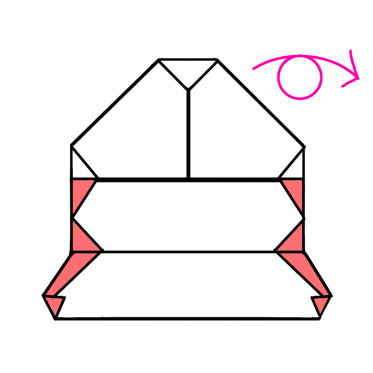 金魚(きんぎょ)の折り方 ⑥うらがえします。