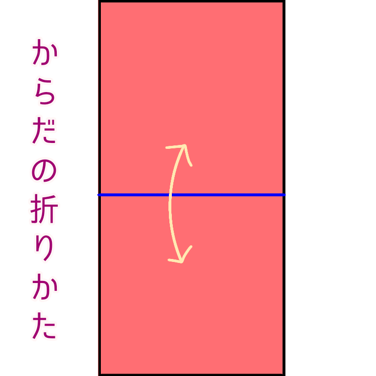 金魚(きんぎょ)の折り方 ①からだの折りかたです。おりすじをつけます。